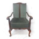 ELM ARMCHAIR with a shaped back with two section padding with decorative stud detail, with shaped