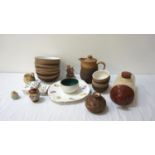 DENBY PART BREAKFAST SET decorated in textured and speckled brown, some with foliage, comprising a