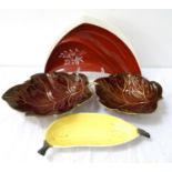 SELECTION OF CARLTON WARE including a banana shaped dish, shaped hor d'oeuvres dish and two leaf