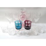 FIVE EDINBURGH CRYSTAL WINE GLASSES champagne flute and three whisky tumblers, a conical Waterford
