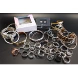 SELECTION OF RINGS AND COSTUME JEWELLERY the rings including various silver examples and one diamond