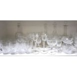 LARGE SELECTION OF CRYSTAL AND OTHER GLASSWARE including decanters, red and white wines, champagne