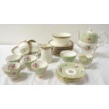 QUEEN ANNE GAINSBOROUGH PATTERN PART TEA SERVICE comprising tea pot, tea cups and saucers, milk