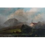 C. FRASER Highland steading, oil on board, signed, 44cm x 67.5cm, together with A. HEGGIE, Flat