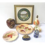 MIXED LOT OF CERAMICS including a Moorcroft hibiscus pattern table lamp, 26cm high;,Carlton Ware