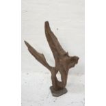ABSTRACT DRIFTWOOD SCULPTURE mounted on a slate base, 80cm high
