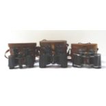 THREE PAIRS OF FIELD GLASSES including Dollond of London with 6x30 magnification; C.B. Vaughan of