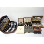 LARGE SELECTION OF SILVER PLATED FLATWARE including an oak cased canteen by Joseph Elliot & Sons,