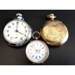 WALTHAM GOLD PLATED POCKET WATCH the dial with Roman numerals and subsidiary seconds dial, with