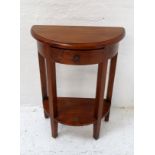 ANCIENT MARINER TEAK SIDE TABLE with a moulded D shape top above a frieze drawer, on four shaped