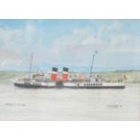 MARTIN CONWAY Waverley in the Largs channel, gouache and watercolour, signed and dated '87, 40cm x