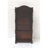 1950'S OAK UPRIGHT MAGAZINE RACK with three shaped divisions flanked by barley twist column supports