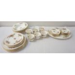 ROYAL ALBERT MOSS ROSE DINNER SERVICE comprising dinner plates, soup bowls, side plates, dessert