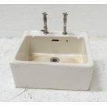 WHITE PORCELAIN BELFAST TYPE SINK with taps, 61cm wide