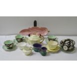 SET OF SIX PARAGON COFFEE CUPS AND SAUCERS with a pale green ground to the saucers and cup