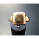 NINE CARAT GOLD SIGNET RING ring size Q and approximately 5.4 grams