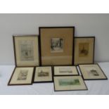 SELECTION OF ETCHINGS by various artists including Dobson, Bates, Hensley and others, with scenes of