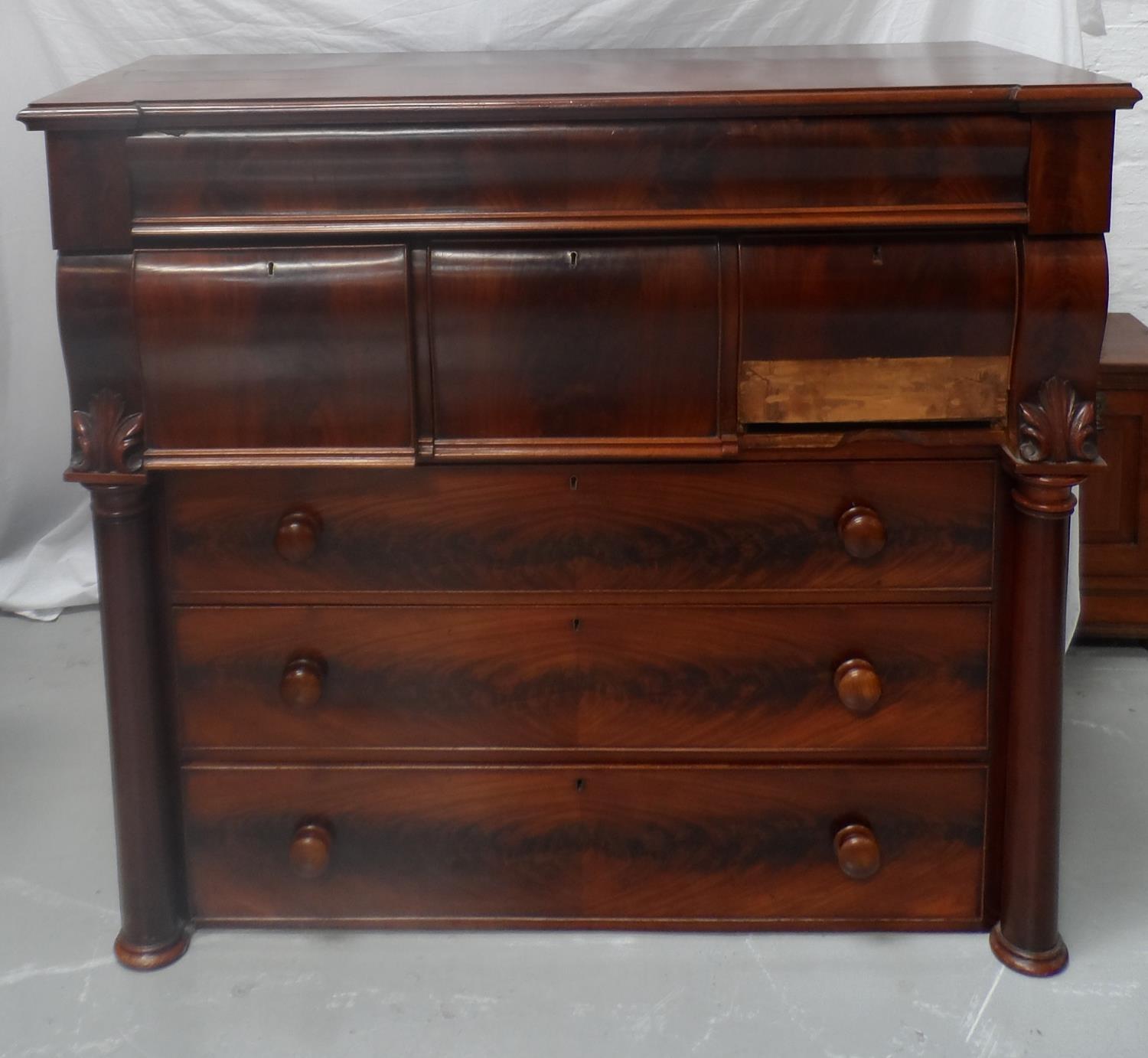 SCOTTISH INVERTED BREAKFRONT CHEST with a cushion frieze drawer above three deep shaped drawers,