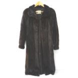 LADIES FULL LENGTH MINK COAT with side pockets and trade label for 'Moray Glasser of Glasgow'