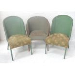 PAIR OF SIRROM BEDROOM CHAIRS with shaped woven backs above floral stuffover seats, standing on