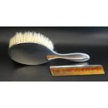 EDWARD VII SILVER BACKED HAIR BRUSH and comb, both stamped Robinson & Co Ltd, Singapore and