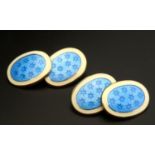 PAIR OF ENAMEL DECORATED SILVER GILT CUFF LINKS the blue enamel with star detail within white border