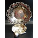 MIXED LOT OF SILVER comprising a pierced and inscribed centre bowl, London 1906, an oval shaped with