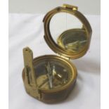 STANLEY NATURAL SINE BRASS COMPASS with an internal mirror to the lid, with a shaped body