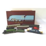 HAND BUILT WOODEN LOCOMOTIVE STORAGE BOX the lid decorated with the steam train Silver Fox LNER
