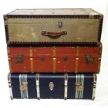VINTAGE TRAVELLING TRUNK with a fold down front revealing a hanging rail, 87cm x 53cm x 27cm,
