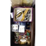 LARGE SELECTION OF COSTUME JEWELLERY AND WATCHES including a Swarovski crystal pendant on chain,