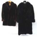 LADIES CONEY FUR COAT in black with elaborate detail to the lining, together with a 'Blandmore'