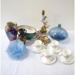 MIXED LOT OF CERAMICS including a Villeroy & Boch Dutch pattern charger, Italian table lamp modelled