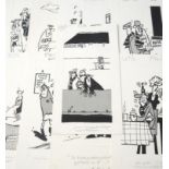 ROD MCLEOD (Scottish cartoonist) ten ink drawings, late 1970/early 1980s, Rangers Football Club