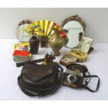 MIXED LOT OF COLLECTABLES including two cloisonne vases, an Austrian spelter Arabic carpet seller,