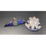 TWO SILVER AND ENAMEL DECORATED MILITARY BROOCHES comprising an RAF sweetheart brooch; and a