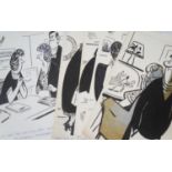 WILLIE GALL (Glasgow Evening Times) five original pen and ink cartoons, circa 1970s/80s, four with