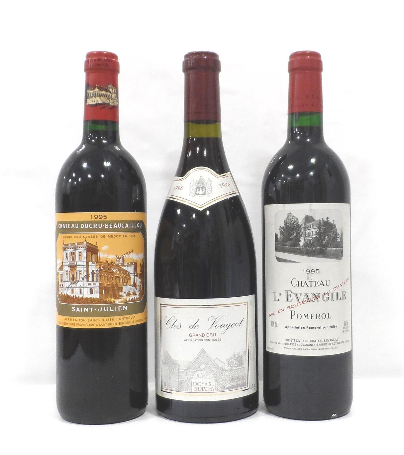 SELECTION OF THREE VINTAGE FRENCH WINES comprising: one CHATEAU DUCRU BEAUCAILLOU GRAND CRU CLASSE