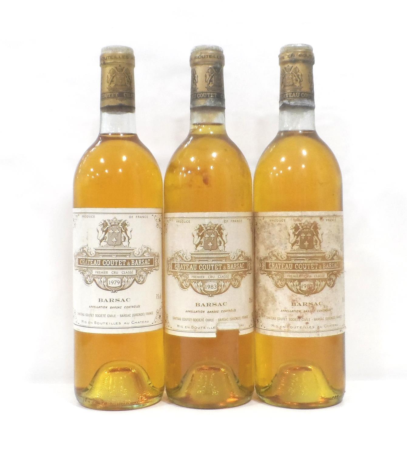 THREE CHATEAU COUTET A BARSAC SAUTERNES A selection of three bottles of Sauternes, comprising: two