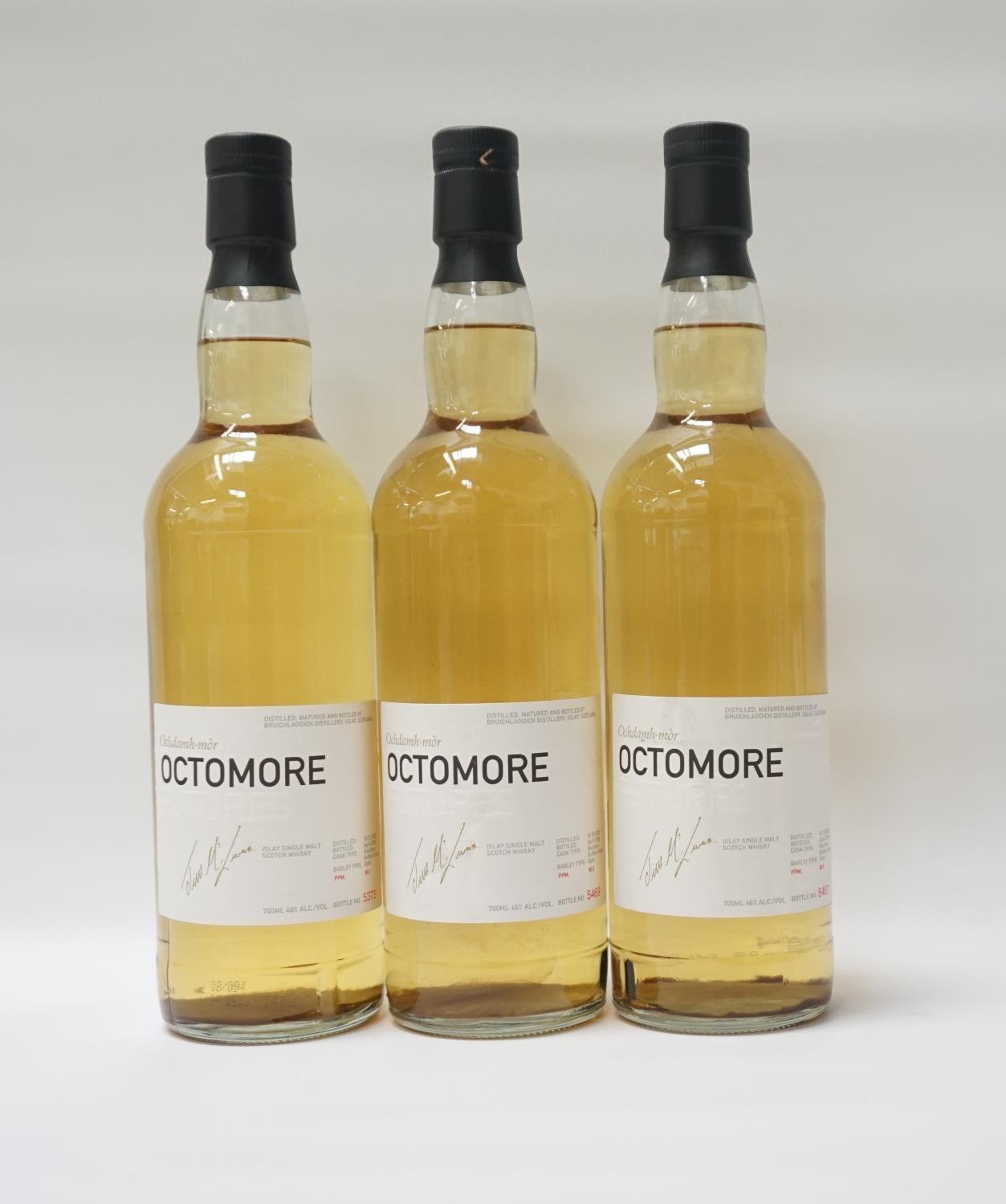 THREE BRUICHLADDICH FUTURES OCTOMORE A trio of bottles of Bruichladdich Futures Octomore Single Malt