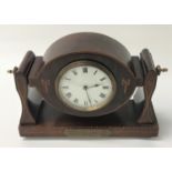 MAHOGANY CASED SWISS MADE BUREN MANTEL CLOCK the white enamel dial with Roman numerals, the