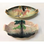 TWO CARLTON WARE DISHES both circa 1930s, comprising 'Rabbits at Dusk' pattern, on a pink stippled