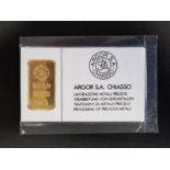 ARGO S.A. CHIASSO FINE GOLD 999.9 INGOT 5 grams