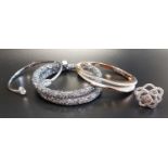 SELECTION OF SWAROVSKI CRYSTAL JEWELLERY comprising a Crystaldust double bangle, two other bangles