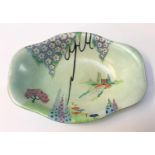 CARLTON WARE HANDCRAFT 'GARDEN GATE' PATTERN DISH circa 1930s, numbered 8051 and 3863 to base, 21.