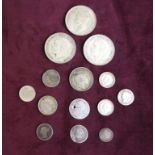 SELECTION OF BRITISH SILVER COINS PRE-1946 some pre-1920, including 1936 and 1942 crowns, a George