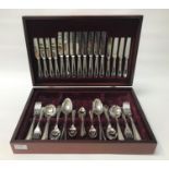 GEORGE BUTLER CANTEEN OF CUTLERY for eight place settings, decorated in the bead pattern, now