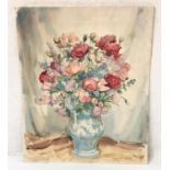 ALEXANDER S. BURNS Still Life Vase of Flowers, watercolour, unframed, 70.5cm x 57cm