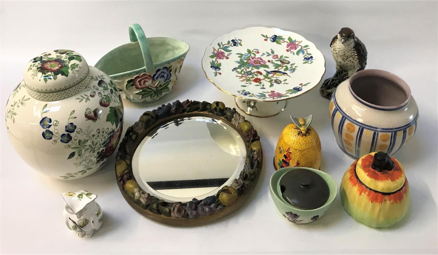 SELECTION OF DECORATIVE CERAMICS including a Carlton Ware Australian Design sugar bowl, a Poole