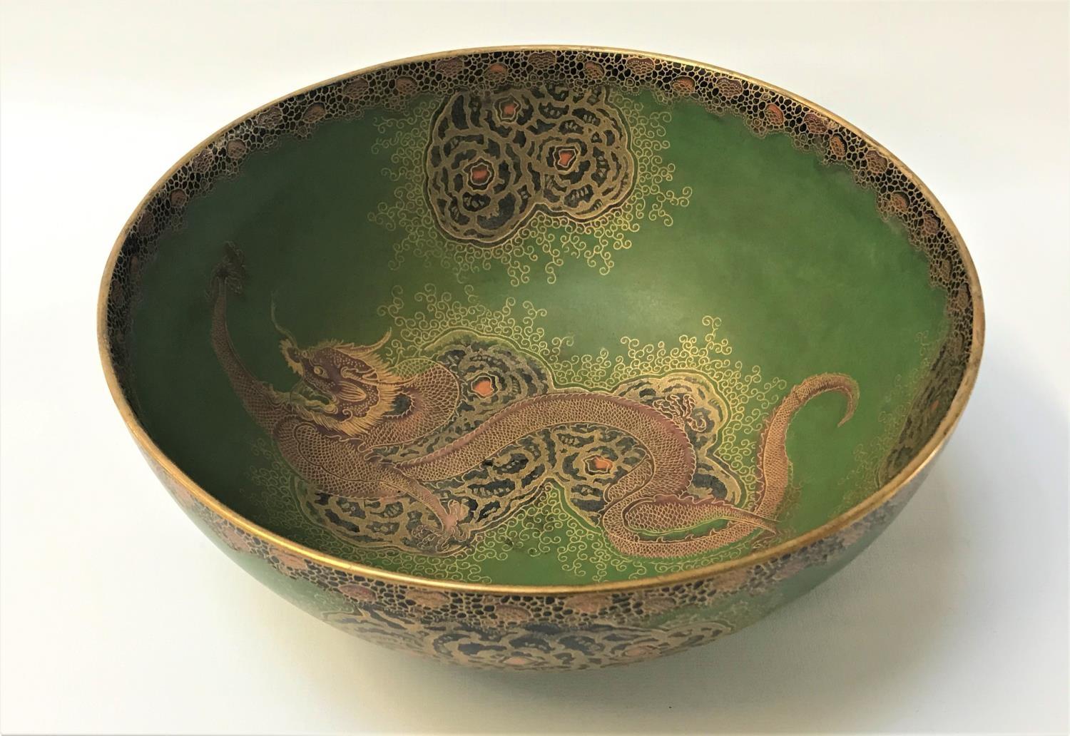 1930s CARLTON WARE 'DRAGON AND CLOUD' PATTERN CIRCULAR BOWL with painted and gilt decoration over